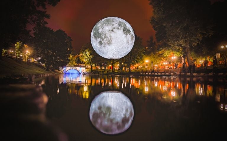 Museum of the Moon by Luke Jerram. White Night Riga, Lativia, 2017. Photo by Robert Sils