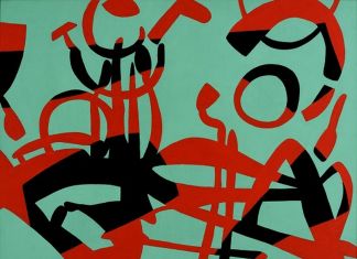 Carla Accardi, Rossoverdenero, 2012, vinilico su tela, cm 70x90