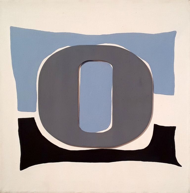 Ermanno Leinardi, La grande O, 1968, rilievo acrilico su tela, 70x70 cm.