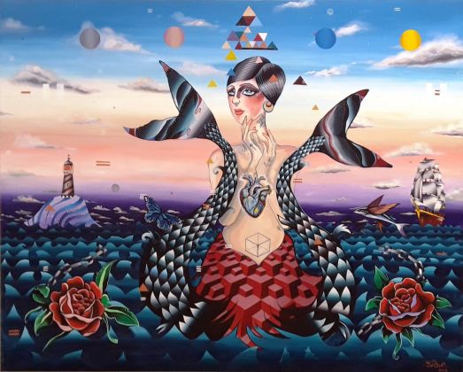 Giorgio Casu, La Sirena, The Mermaid, 2013, pittura ad acrilico su tela
