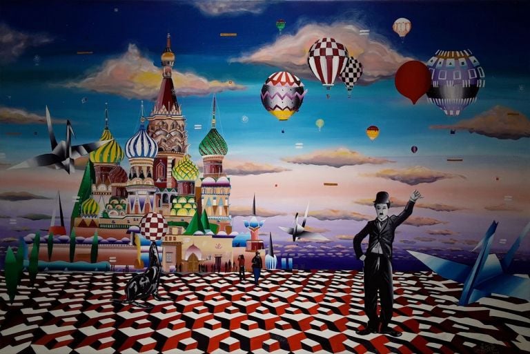 Giorgio Casu, Piazza Rossa, Red Square, 2013, pittura ad acrilico su tela