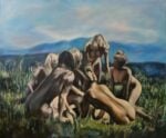 Iva Lulashi, Un piatto per gli Dei, 2021, olio su tela, 100x120 cm