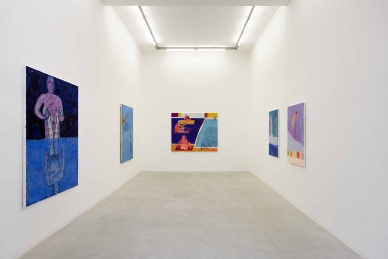 Katherine Bradford, Lifeguards, 2021, Installation view at Kaufmann Repetto, Milano. Courtesy Kaufmann Repetto