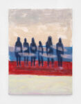 Katherine Bradford, Surfers with surfboards, 2021, acrylic on canvas. Courtesy Kaufmann Repetto