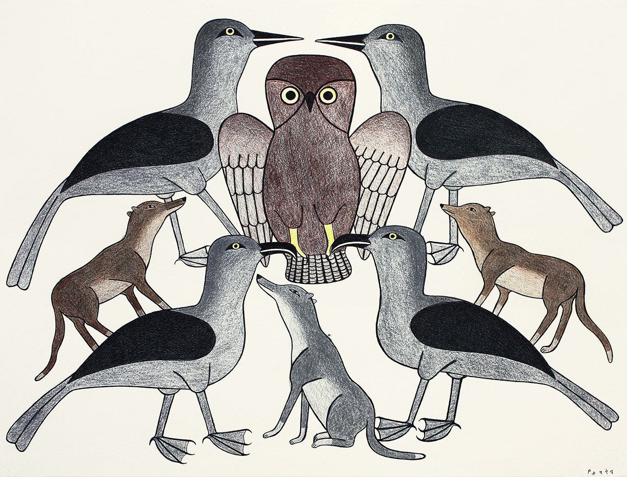 Kenojuak Ashevak, Hibou entouré © Dorset Fine Arts