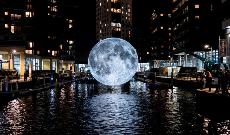 Museum of the Moon by Luke Jerram. Light Night Leeds, UK, 2017. Photo (c) Leeds Living