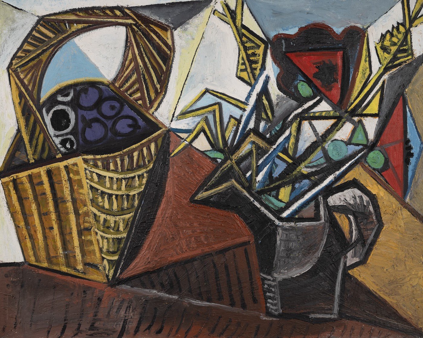 Pablo Picasso, Nature morte au panier de fruits et aux fleurs