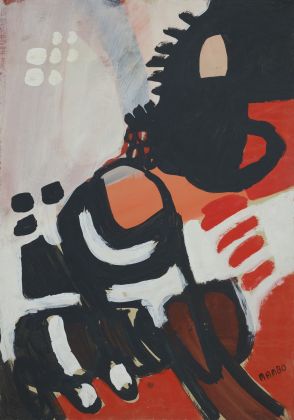 Renato Mambor, Senza titolo, 1958, tempera su carta, cm 70 x 50. Roma, Collezione Patrizia e Blu Mambor