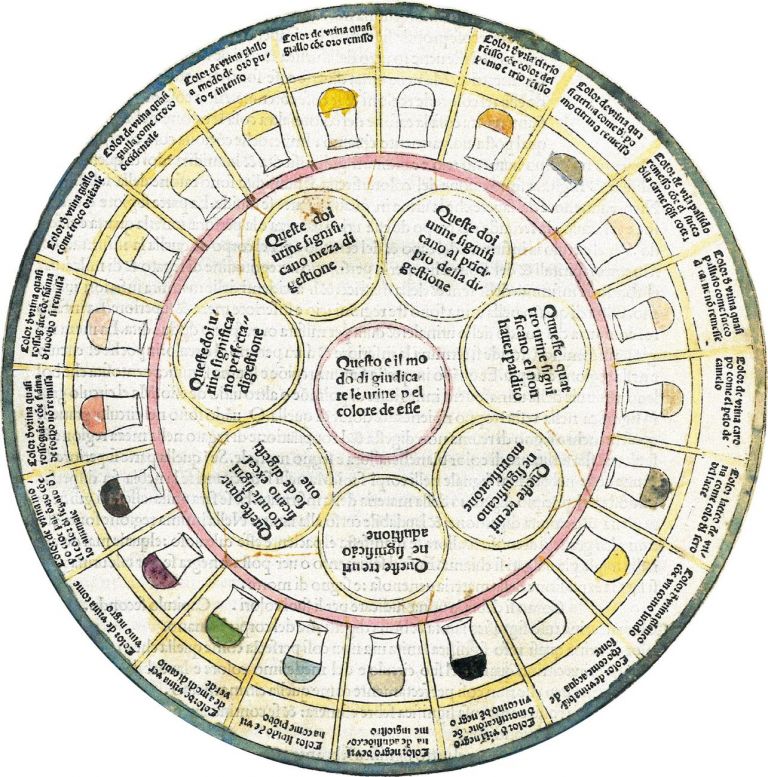 Ruota degli Umori tratta da Johannes de Ketham, Fasciculus Medicinae, Venezia, Giovanni e Gregorio de’ Gregori, 1494, II ediz. Courtesy Fondazione Querini Stampalia, Venezia