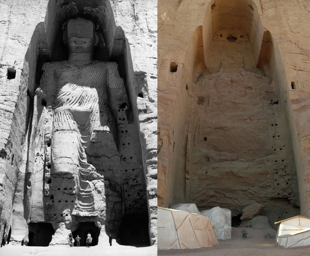 Buddha_Bamiyan_1963.jpg: UNESCO/A Lezine;Tsui at de.wikipedia.Later version(s) were uploaded by Liberal Freemason at de.wikipedia.Buddhas_of_Bamiyan4.jpg: Carl Montgomeryderivative work: Zaccarias, CC BY-SA 3.0 <https://creativecommons.org/licenses/by-sa/3.0>, via Wikimedia Commons