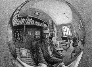 Maurits Cornelis Escher, Mano con sfera riflettente, 1935, Litografia, 21.3 x 31.1 cm, Olanda, Collezione Escher Foundation. All M.C. Escher works © 2021 The M.C. Escher. Company The Netherlands. All rights reserved