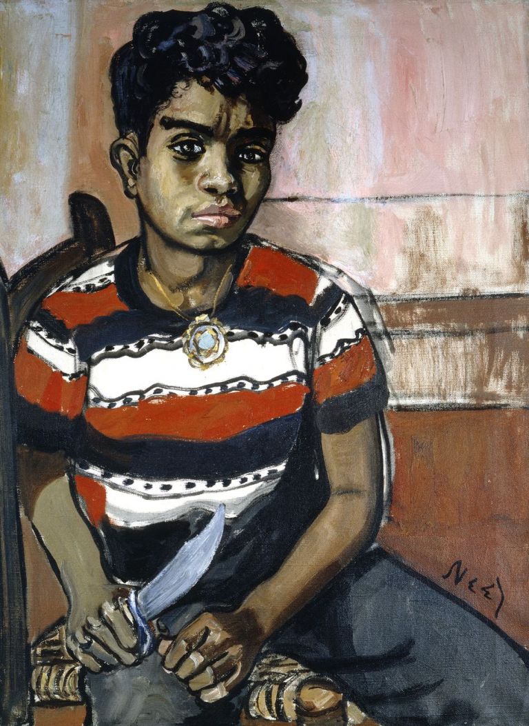 Alice Neel, Georgie Arce No. 2, 1955, olio su tela, 76,2 × 55,9 cm. Lonti Ebers Collection © The Estate of Alice Neel, Bilbao, 2021