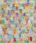 Alighiero Boetti, Faccine colorate, 1979, intervento a mano su stampa serigrafica, cm 80x68 © SIAE 2020