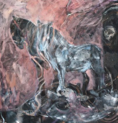 Andrea Grotto, Dondolo, 2020, olio su tela, 65x68 cm