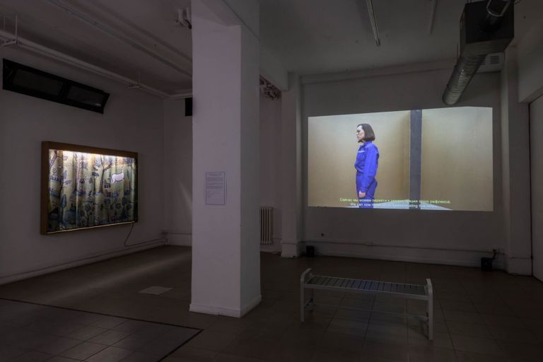 Chto Delat. Nuove melodie cinetiche: su miracoli, disastri e mutazioni per il futuro, 2021, exhibition view at The Gallery Apart, Roma. Courtesy The Gallery Apart Roma. Photo Giorgio Benni