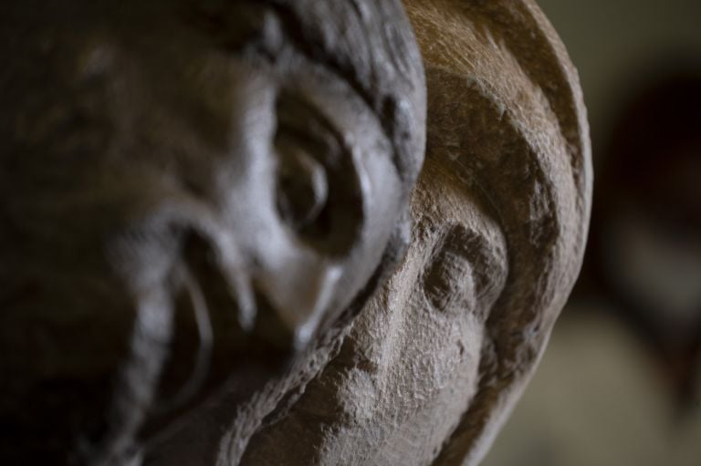 Pieta’ di Michelangelo dell’Opera del Duomo nota come Pietà Bandini, DURANTE LE FASI FINALI DEL RESTAURO; Museo dell’Opera del Duomo, Firenze. Courtesy Opera di Santa Maria del Fiore, foto Claudio Giovannini