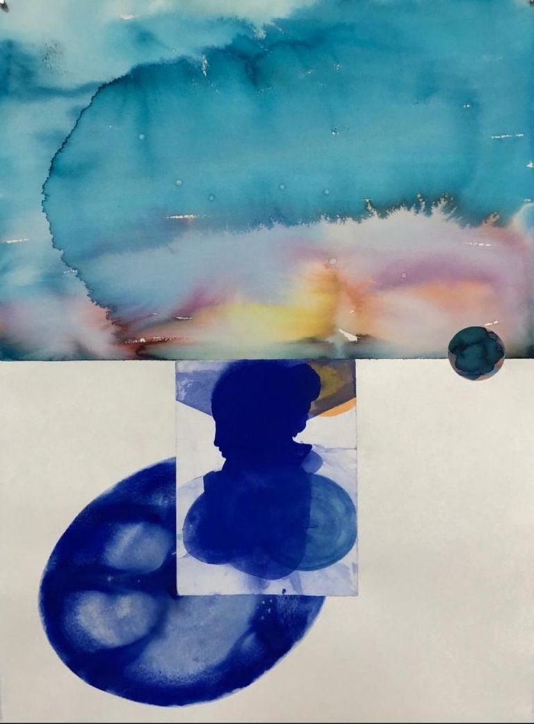 Emilio D'Elia, Nostra Signora della luce, 2020, tecnica mista pigmenti naturali su carta giapponese, cm 107x78