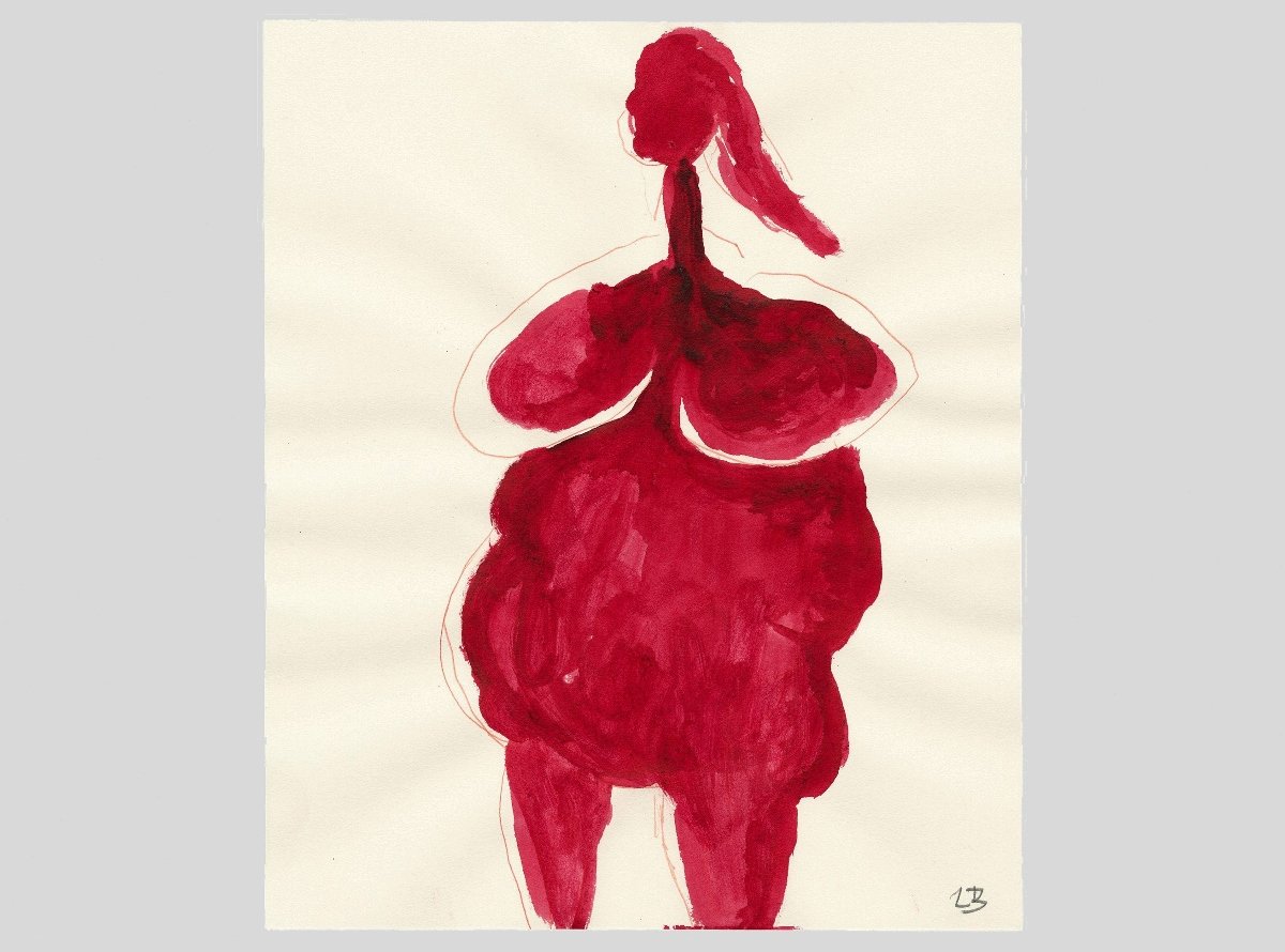 Louise Bourgeois, FEMME (2007). Gouache and coloured pencil on paper. Dimensions. 24.1 x 20.3 cm. Courtesy The Easton Foundation and Xavier Hufkens, Brussels