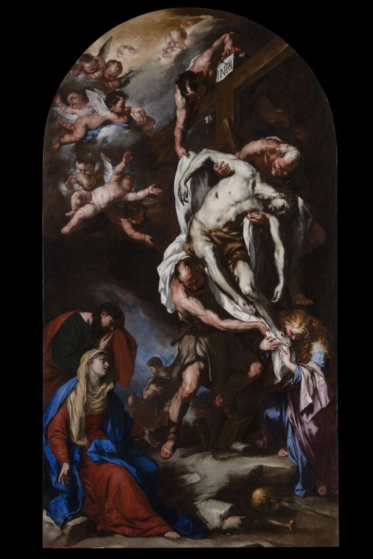 Luca Giordano, Deposizione di Cristo dalla croce, 1665 ca. Photo Matteo De Fina dopo il restauro © G.A.VE Archivio fotografico – su concessione del Ministero della Cultura Gallerie dell’Accademia di Venezia