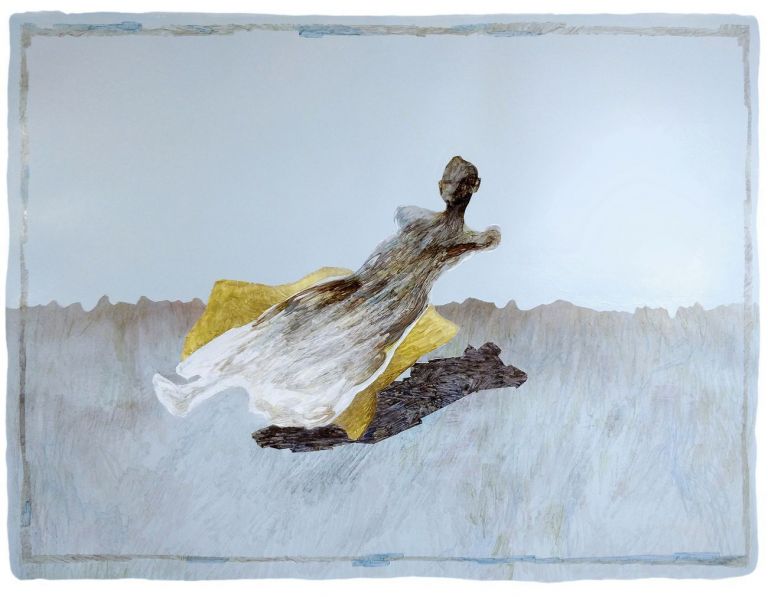 Matteo Nuti, Display Civico (Ritratto e paesaggio di natura morta), 2021, smalti, pastelli e pennarelli su carta applicata su legno, 90x112 cm