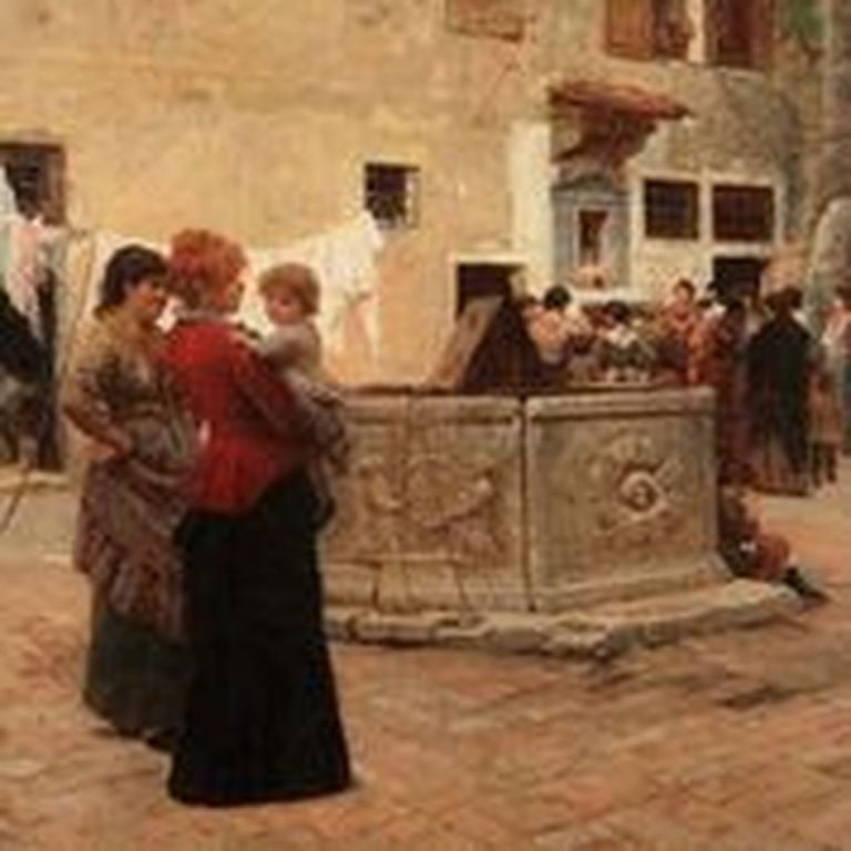 Noè Bordignon, Il mese di Maria a Venezia, olio su tela. Milano Galleria Enrico