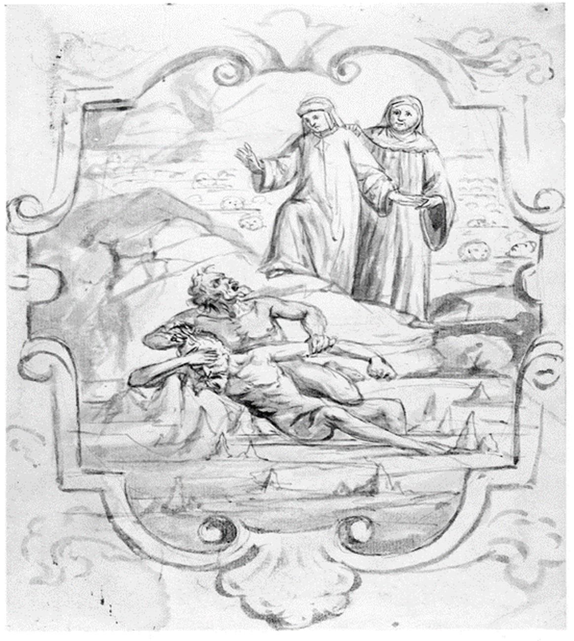 Pietro Nanin, Dante, Virgilio e Ugolino, metà XIX sec., disegno. Ministero della Cultura. Catalogo generale dei beni culturali