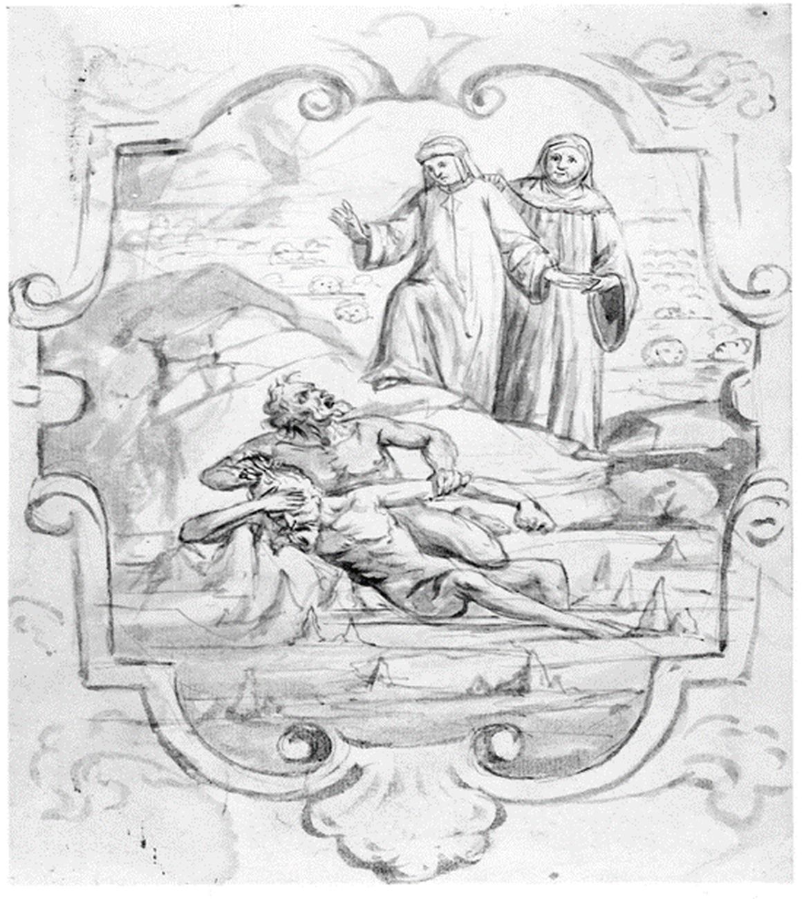 Pietro Nanin, Dante, Virgilio e Ugolino, metà XIX sec., disegno. Ministero della Cultura. Catalogo generale dei beni culturali