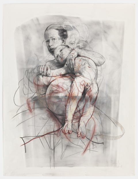  JENNY SAVILLE Study for Pentimenti III (sinopia), 2011 Carboncino e pastello su carta 200 x 152 cm 78 11/16 x 59 13/16 in © Jenny Saville. Tutti i diritti riservati, DACS 2021 Foto: Mike Bruce Collezione privata. Courtesy dell'artista e di Gagosian