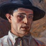 Carlo Contini, Autoritratto col cappello nero, 1925, olio su tavola, cm 30x43. Collezione privata