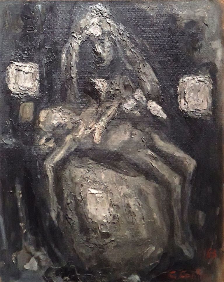 Carlo Contini, Pietà, 1963, olio su tela, cm 60x50. Collezione privata