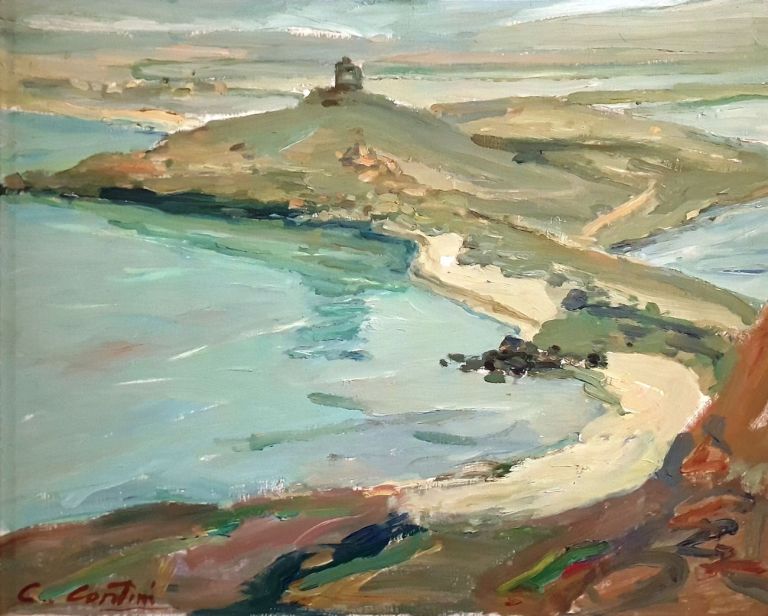 Carlo Contini, Tharros, 1948 50, olio su tela, cm 58x78. Collezione privata