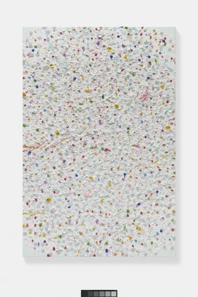 Damien Hirst, Congregation, 2020 Oil and gold leaf on canvas 72 x 48 in (1829 x 1219 mm) Photographed by Prudence Cuming Associates Ltd © Damien Hirst and Science Ltd. All rights reserved, DACS 2021