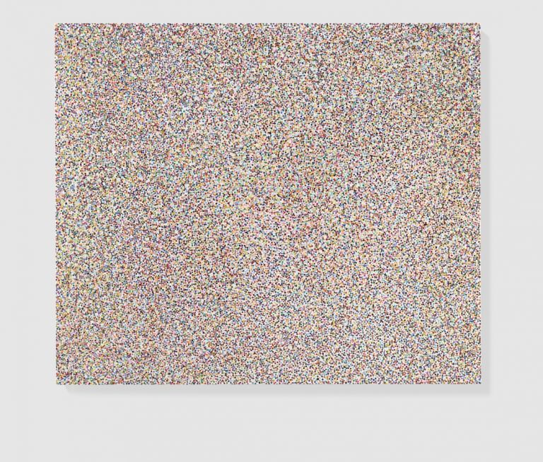 Damien Hirst, Jack Black, 2016 Household gloss on canvas 67 x 79 inches (1702 x 2007 mm) (6mm dot) Photographed by Prudence Cuming Associates Ltd © Damien Hirst and Science Ltd. All rights reserved, DACS 2021