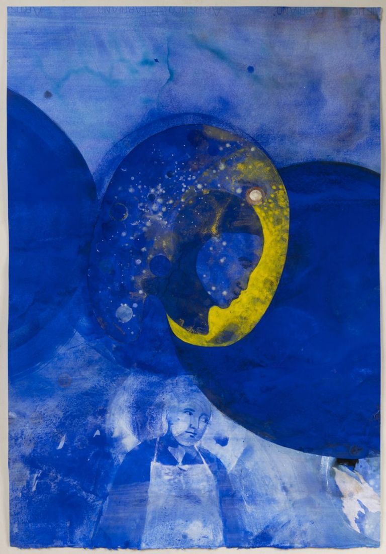 Emilio D'Elia, Allievo celeste, 2021, pigmenti naturali su carta, cm 75x51,5