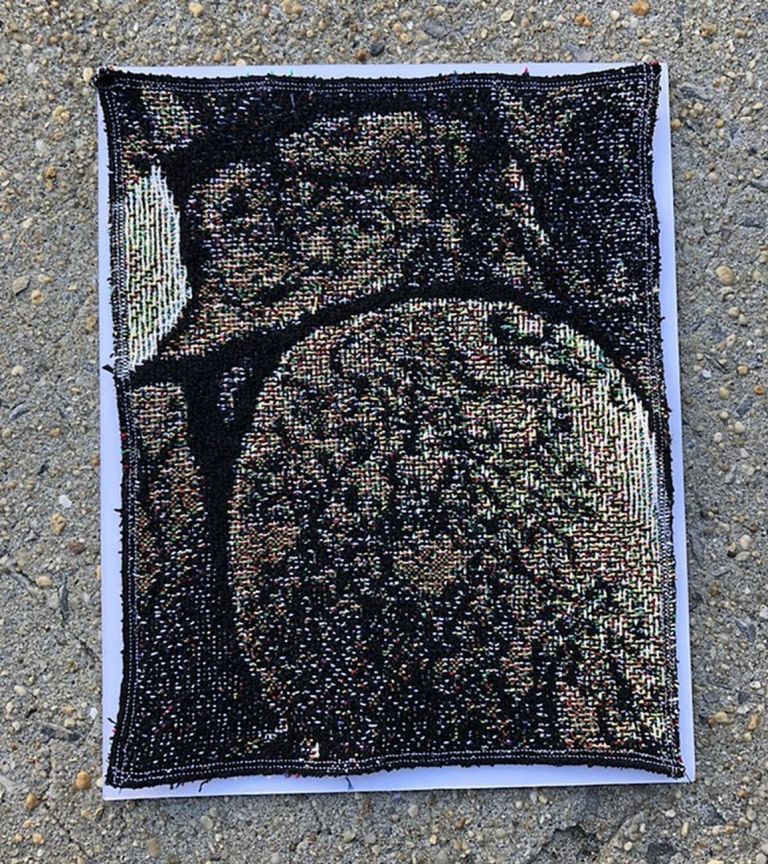 Erin M. Riley, Selfie Project, 2018, Edition of 10 cotton jacquard woven prints
