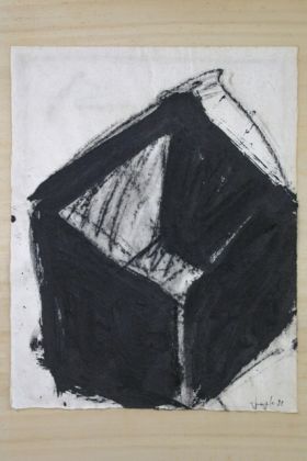 Giuseppe Spagnulo, Senza titolo, 1991, sabbia vulcanica ossido di ferro e carbone su carta