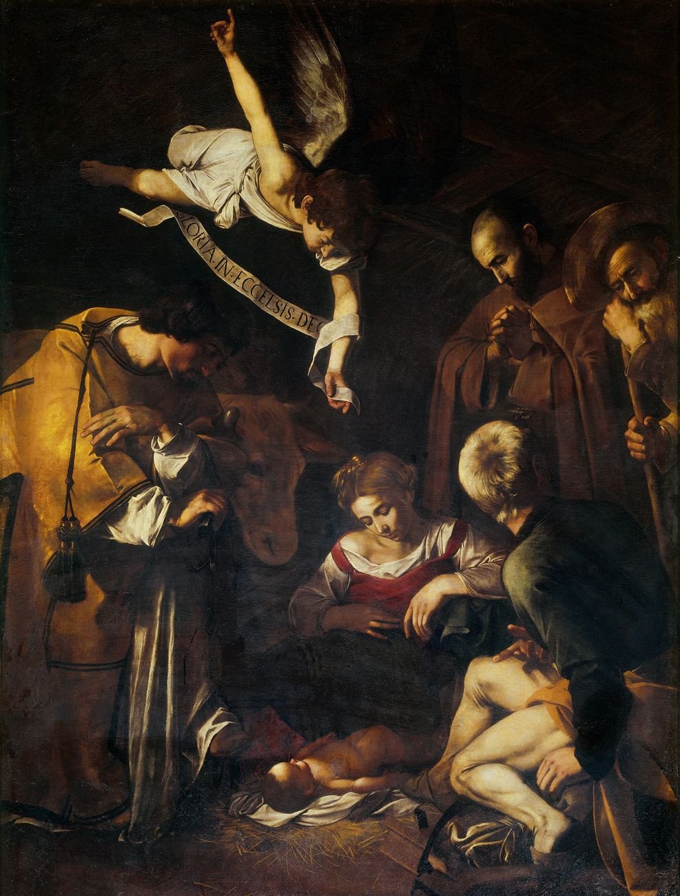 Michelangelo Merisi da Caravaggio, Natività con i santi Lorenzo e Francesco d'Assisi, 1600, olio su tela, 268×197 cm