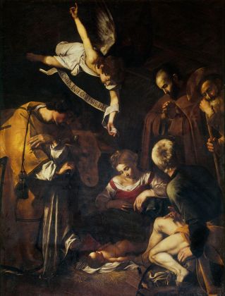 Michelangelo Merisi da Caravaggio, Natività con i santi Lorenzo e Francesco d'Assisi, 1600, olio su tela, 268×197 cm