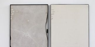 Raffaele Quida, Antropologia sociale, 2020, fonte di calore su carta termica, impronte, lastra di granito con incisioni, polvere di estrazione, cornice in ferro, plexiglas