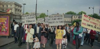 St. Bernard Sans Papiers demonstration, June 30. 1996. Photo Bouba Touré