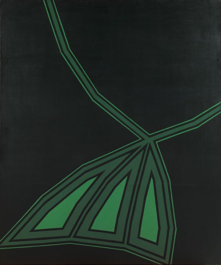 Tess Jaray, St Stephen's Green, 1964. Oil on canvas, 183 x 152 cm. Centre Pompidou, Musée national d’art moderne, Paris, gift of Amis du Centre Pompidou, Cercle International, 2020 © Centre Pompidou, MNAM-CCI/Audrey Laurans/Dist. RMN-GP © Tess Jaray, VEGAP, Bilbao, 2021