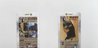 Thomas Hirschhorn. I-nfluencer-Poster. Exhibition view at Alfonso Artiaco, Napoli 2021. Courtesy Alfonso Artiaco, Napoli. Photo Grafiluce