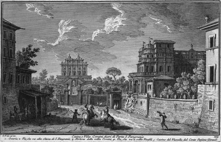 Giuseppe Vasi (Corleone 1710 - Roma 1782) Casino, e Villa Corsini fuori di Porta S. Pangrazio incisione tratta da Delle Magnificenze di Roma, 1761 Roma, Istituto Centrale per la Grafica