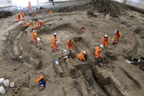 Un settore dell'area archeologica nel vilalggio di Stoke Mandeville. Photo HS2