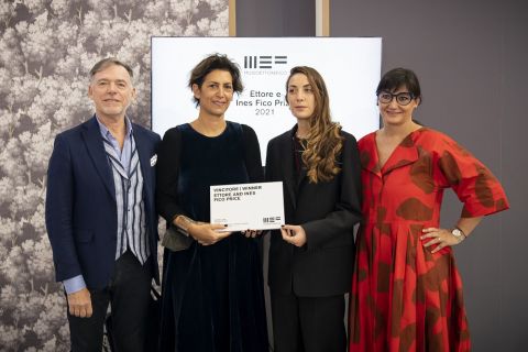 Andrea Busto, Presidente e Direttore del MEF; Martina Simeti, gallerista; Caterina Antonaci, gallerista Magazzino; Ilaria Bonacossa. Photo courtesy Perottino Piva Artissima