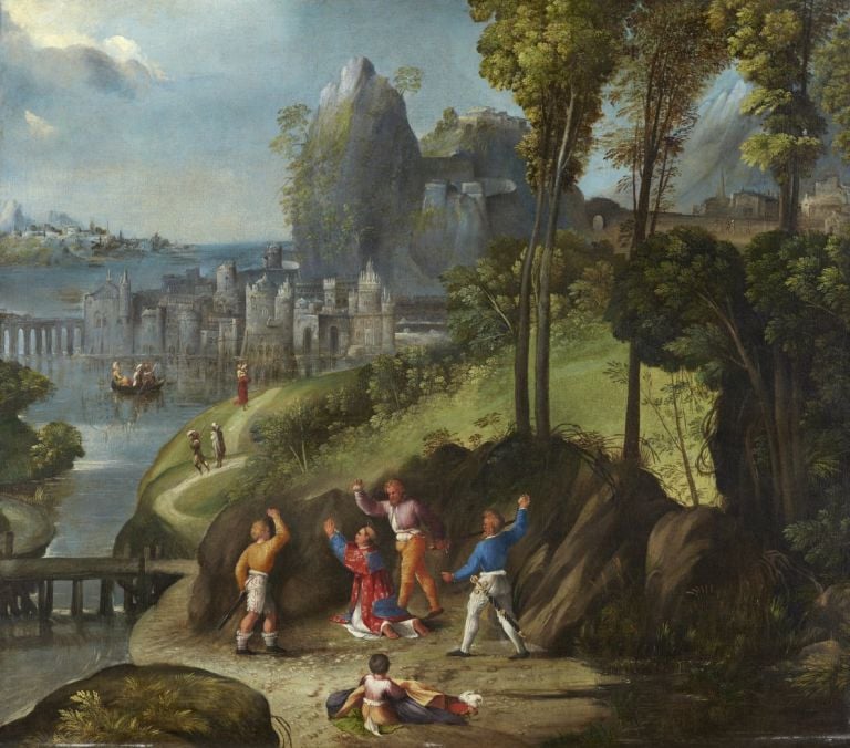 Dosso Dossi, Lapidazione di San Sebastiano, Colección Thyssen Bornemisza, en depósito en el Museu Nacional d’Art de Catalunya MNAC