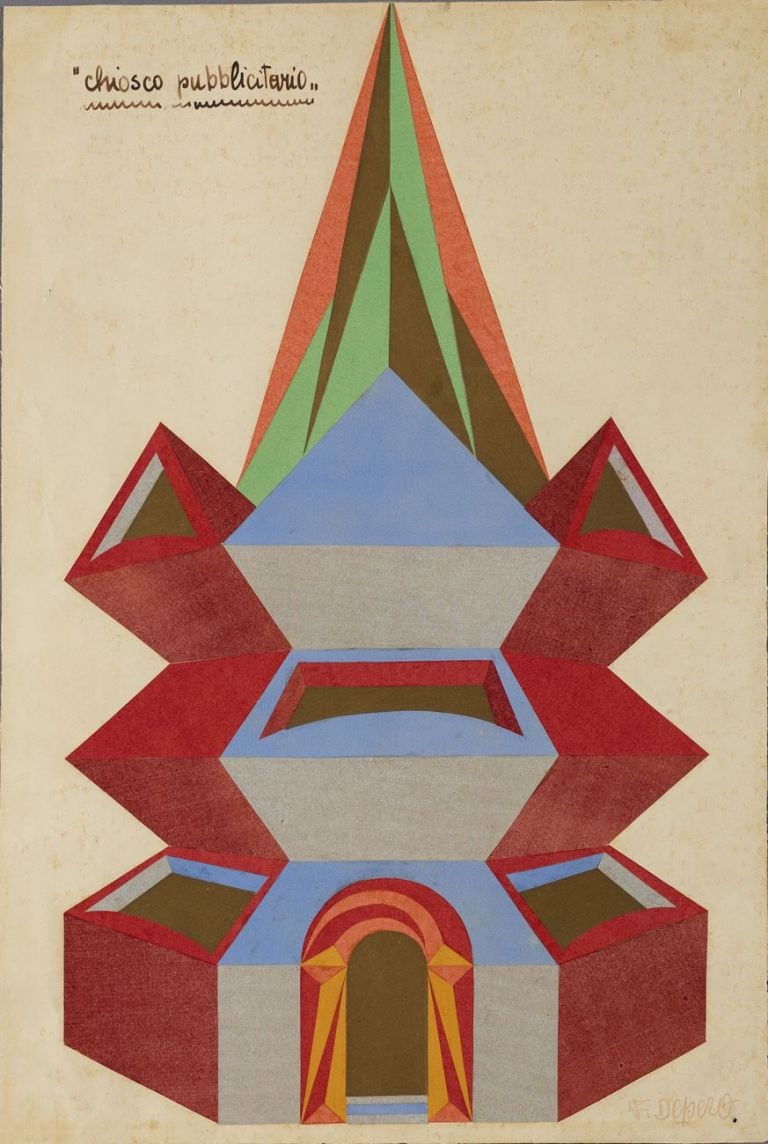 Fortunato Depero, Chiosco pubblicitario (Progetto di chiosco pubblicitario), 1924, Mart, Fondo Depero