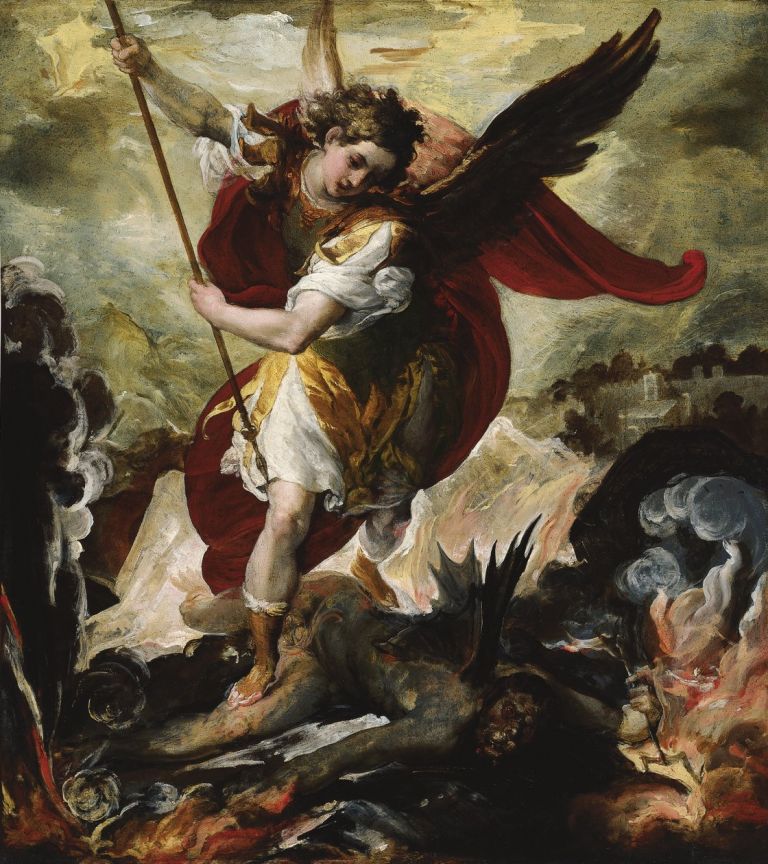 Francesco Maffei, The Archangel Michael overthrowing Lucifer, Colección Thyssen Bornemisza, en depósito en el Museu Nacional d’Art de Catalunya MNAC