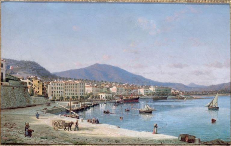 François Peraldi, Vue du port d’Ajaccio en 1882, 1882, olio su tela. Ajaccio, Palais Fesch Musée des Beaux Arts © Ville d’Ajaccio Palais Fesch