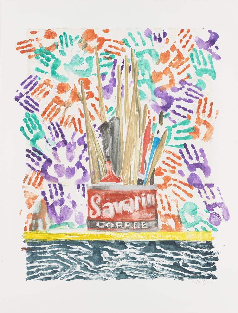 Jasper Johns, Savarin, 1982. Monotype, 50 × 38 in. (127 × 96.5 cm). Bill Goldston, James V. Smith, Thomas Cox/ULAE. Whitney Museum of American Art, New York; gift of the American Contemporary Art Foundation, Inc., Leonard A. Lauder, President, 2002.228. Prints published by ULAE © 2021 Jasper Johns and ULAE/VAGA at Artists Rights Society (ARS), New York
